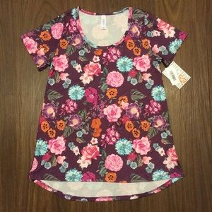 NWT Purple Floral Scoopneck Short Sleeve Tee, XS